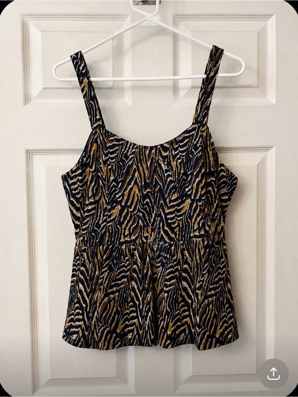Anthropologie Zebra Print Tank Top - Navy, Brown, Cream